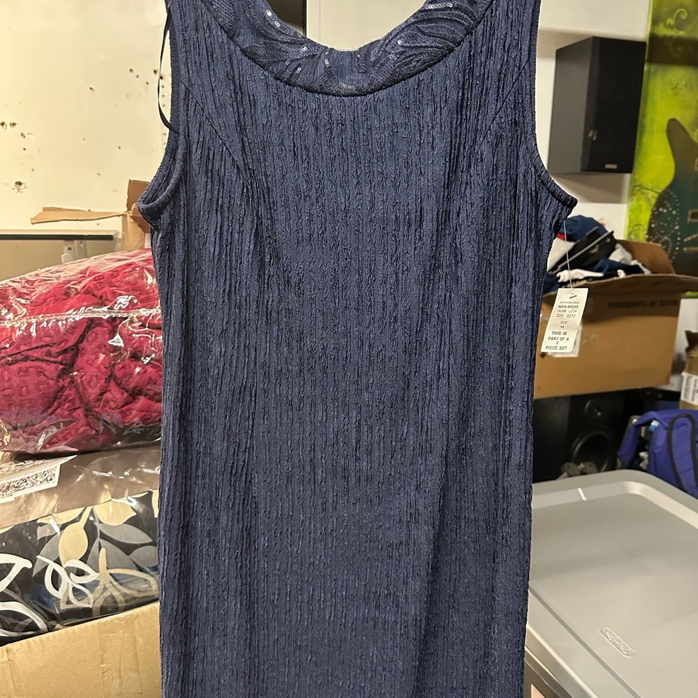 Elegant Navy Blue Sleeveless Dress